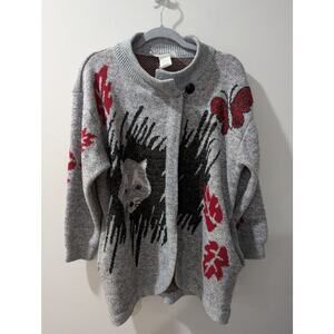 Vintage Lilly of California Hand Loomed Made In USA Cardigan Sweater